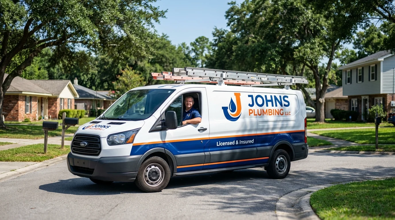 Johns Plumbing LLC service van in Flomaton, AL