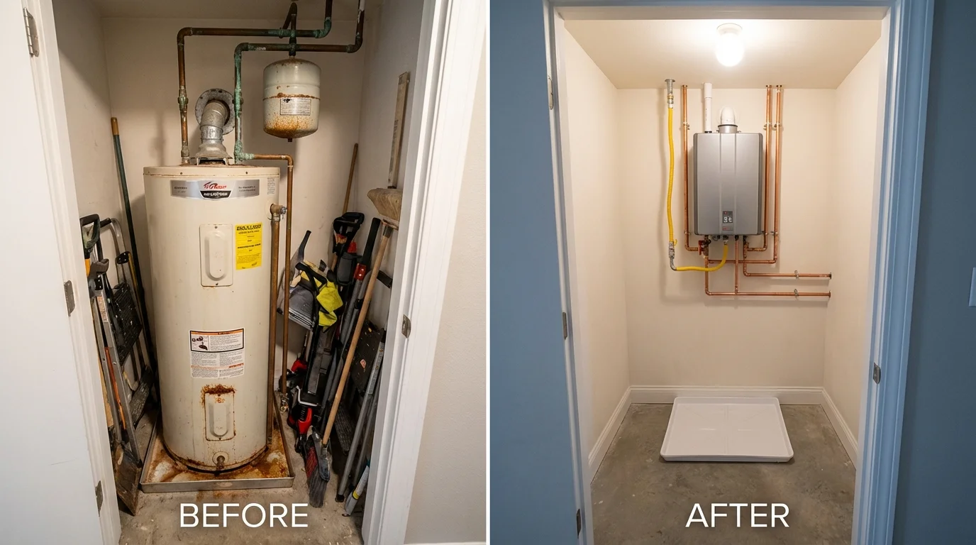 Tank water heater versus wall-mounted tankless unit comparison for Flomaton, AL homeowners